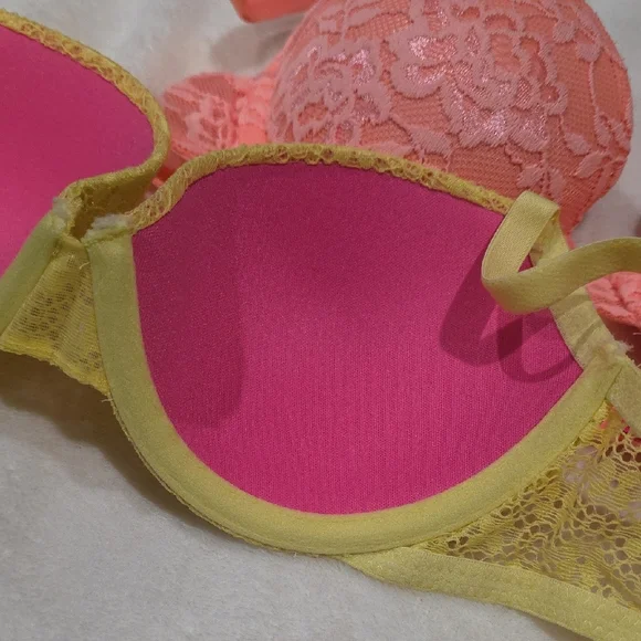 La SENZA Lace Remix Demi Bra Set - Peach and Yellow - Picture 6 of 9